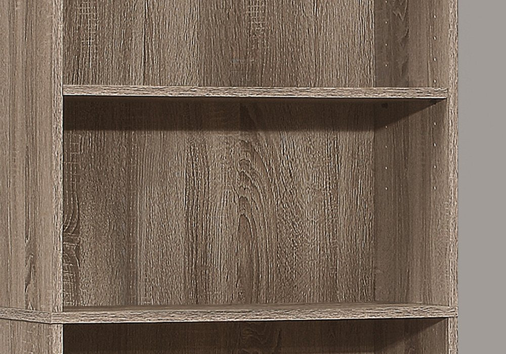 71" Taupe Distressed Wood Adjustable Five Tier Bookcase