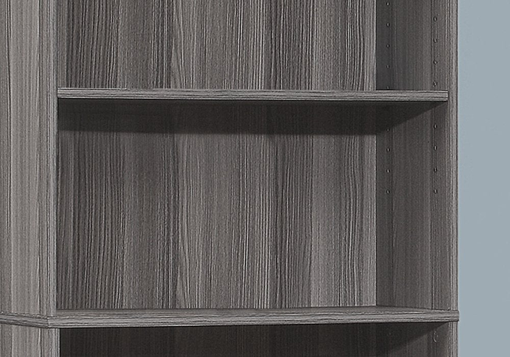 71" Gray Wood Adjustable Five Tier Bookcase