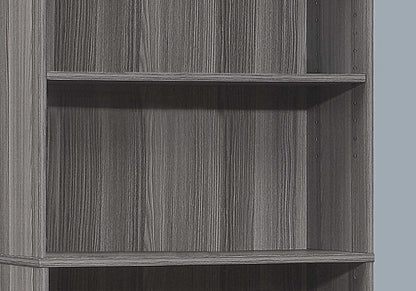 71" Gray Wood Adjustable Five Tier Bookcase