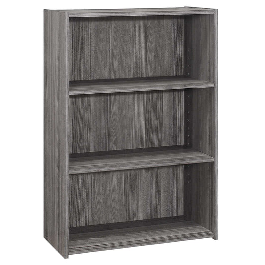 Gray Wood Adjustable Three Tier Bookcase