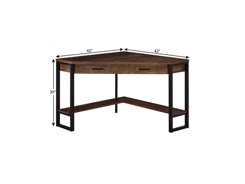 42" Brown and Black Corner Computer Desk