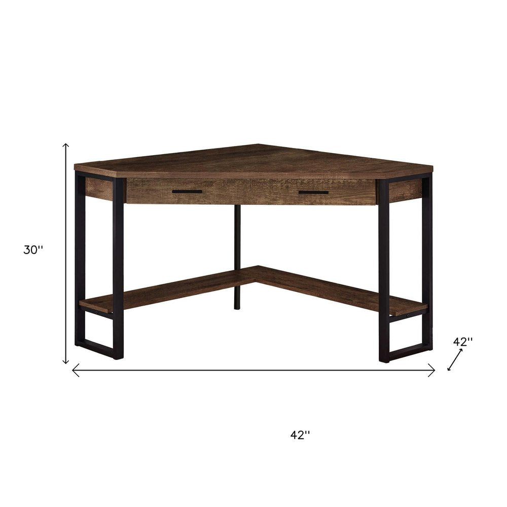 42" Brown and Black Corner Computer Desk