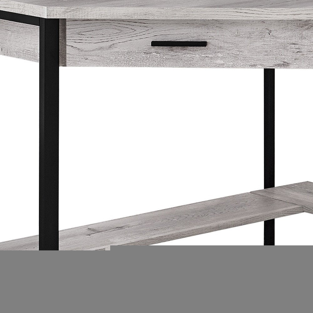 42" Gray and Black Corner Computer Desk