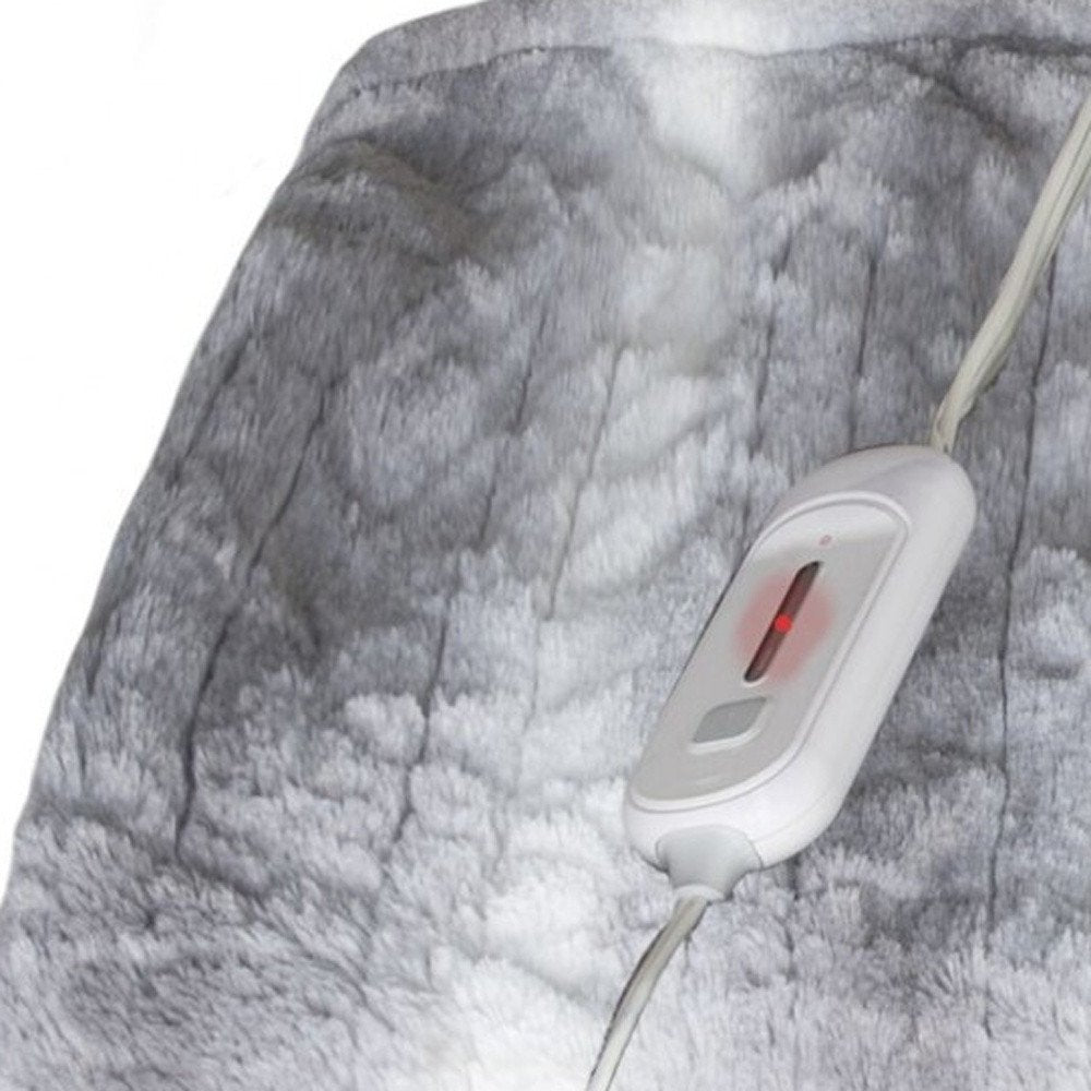 50" X 60" Gray And White Heated Electric Striped Throw Blanket