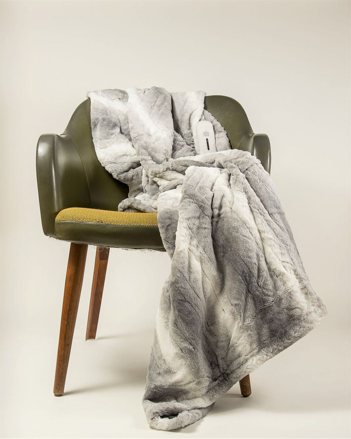 50" X 60" Gray And White Heated Electric Striped Throw Blanket
