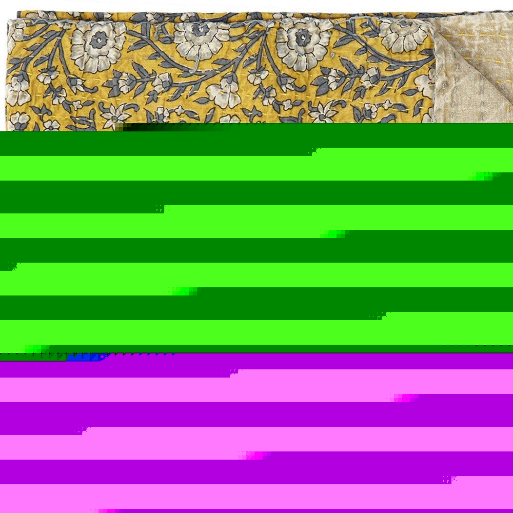 50" X 70" Green and Pink Kantha Cotton Paisley Throw Blanket with Embroidery