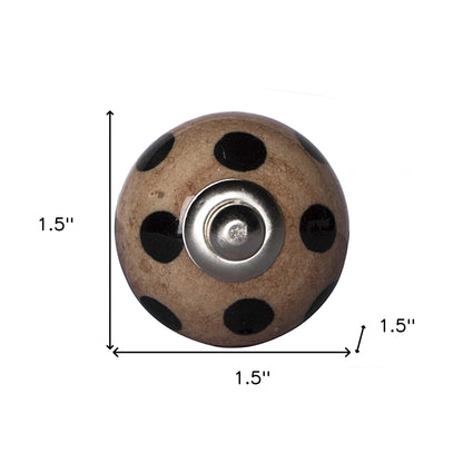 Set of Twelve Brown And Black Geometric Ceramic Drawer Pull Knobs