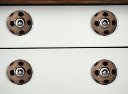 Set of Twelve Brown And Black Geometric Ceramic Drawer Pull Knobs