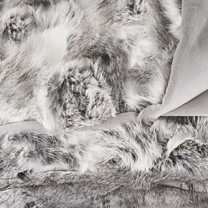 50" X 60" Gray Rabbit Fur Throw Blanket