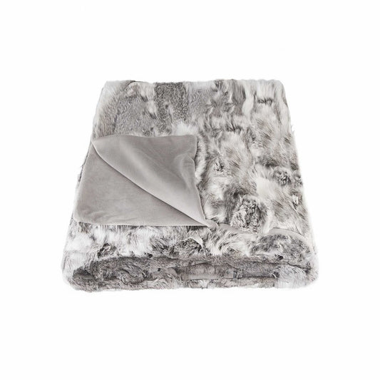 50" X 60" Gray Rabbit Fur Throw Blanket