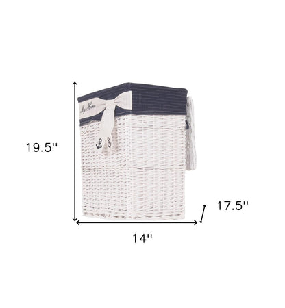 Set of Five Blue And White Rattan Basket