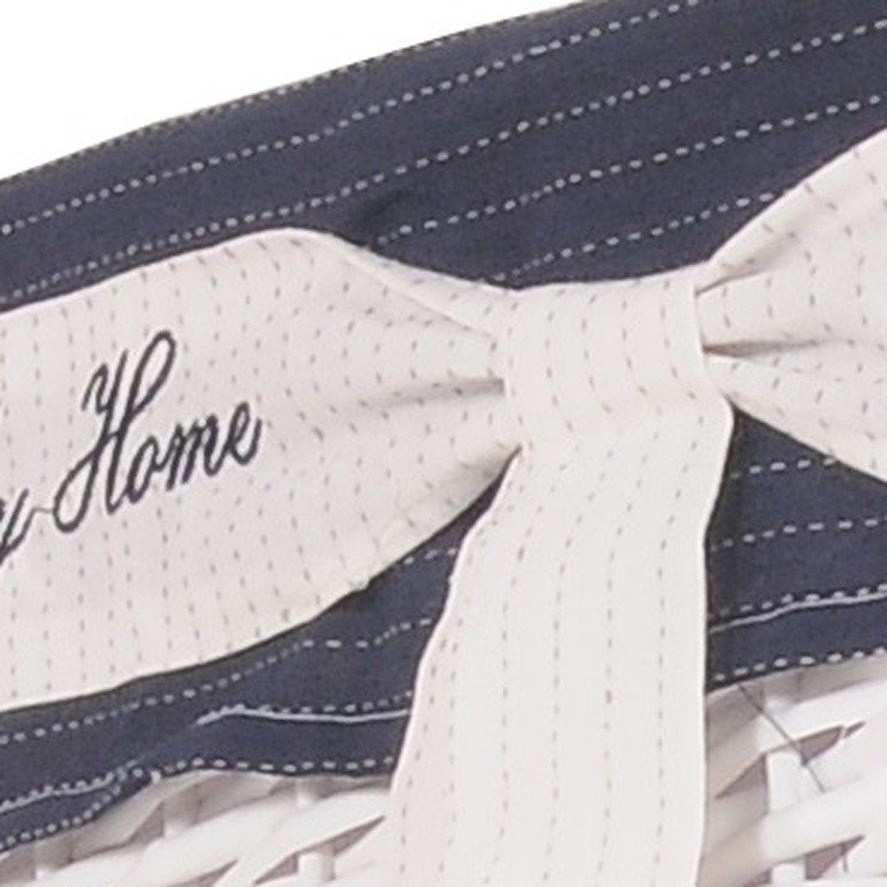 Set of Five Blue And White Rattan Basket