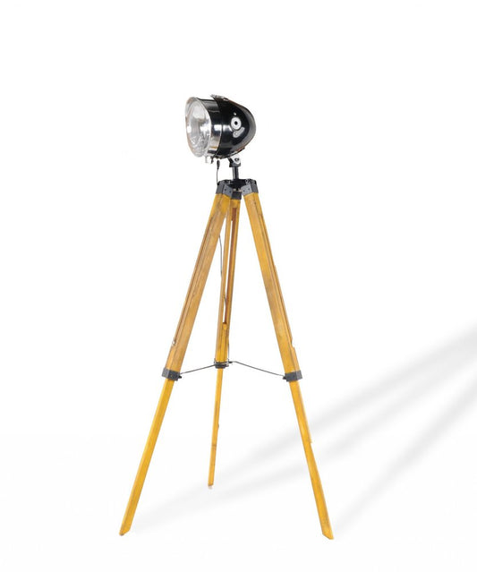 35" Brown Tripod Floor Lamp With Cone