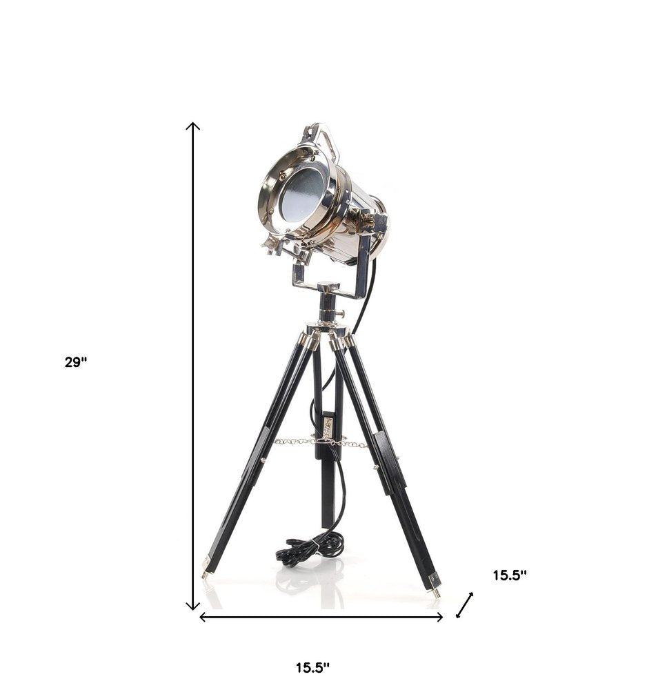 Silver Metal Tripod Floor Lamp With Metal Shade