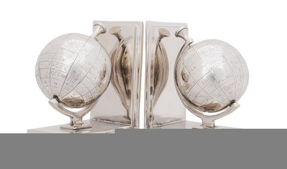 Set of Two Aluminum  Globe Bookend