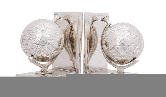 Set of Two Aluminum  Globe Bookend