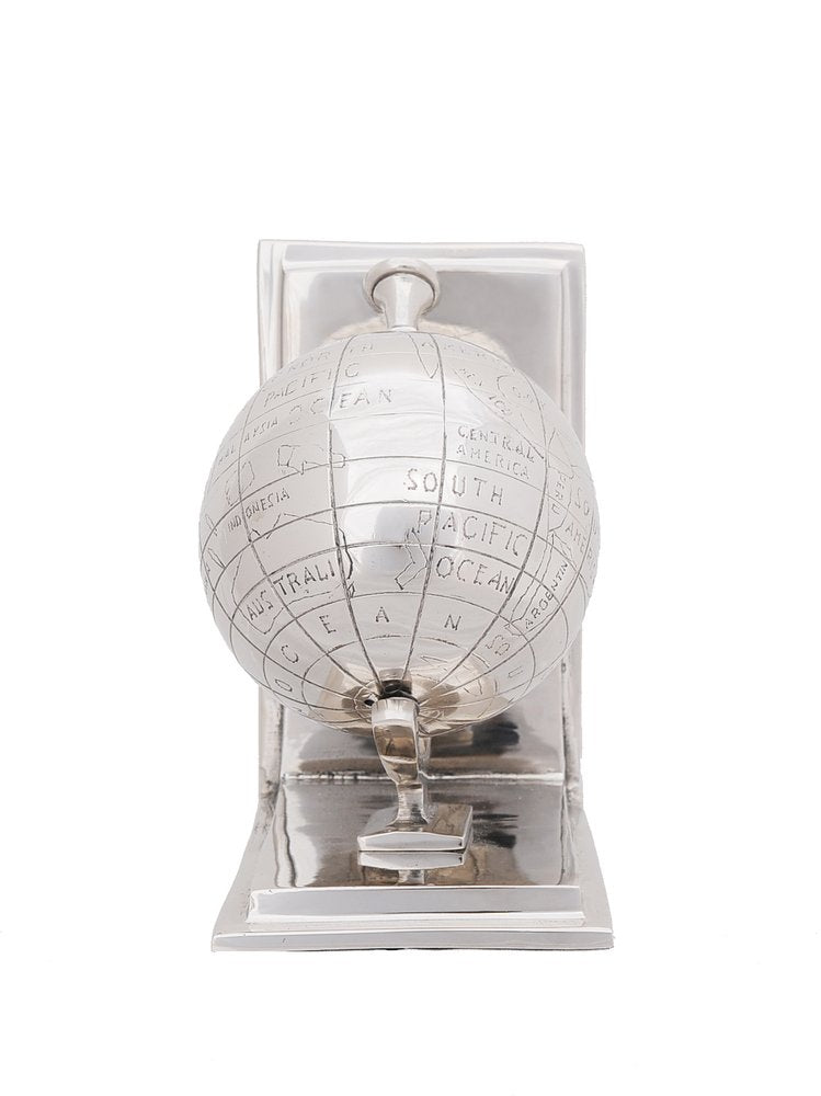 Set of Two Aluminum  Globe Bookend