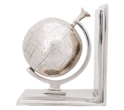 Set of Two Aluminum  Globe Bookend