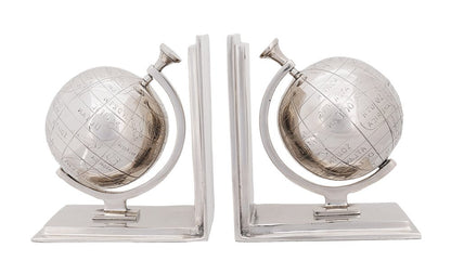 Set of Two Aluminum  Globe Bookend