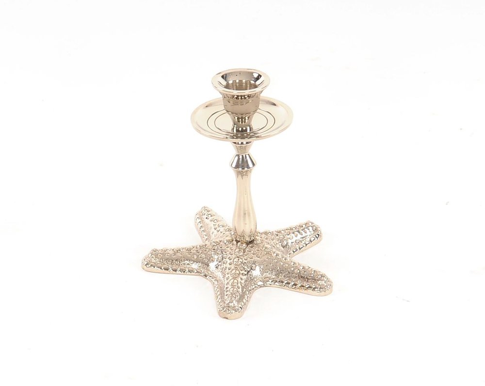 5" Silver Brass Starfish Tabletop Candle Holder