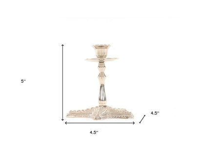 5" Silver Brass Starfish Tabletop Candle Holder