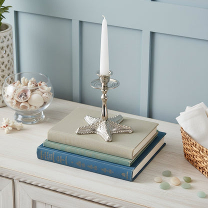 5" Silver Brass Starfish Tabletop Candle Holder
