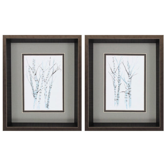 10" X 12" Brushed Silver Frame Aquarelle Birches (Set Of 2)