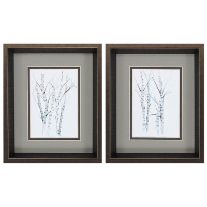 10" X 12" Brushed Silver Frame Aquarelle Birches (Set Of 2)