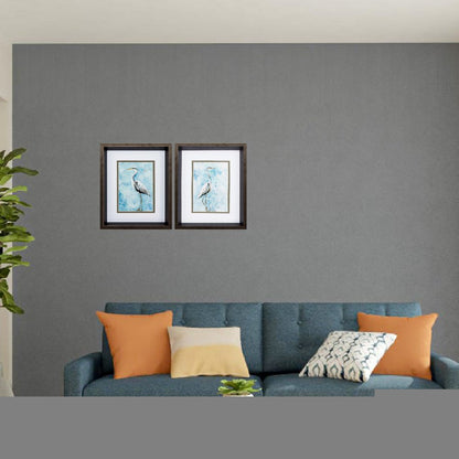 10" X 12" Brushed Silver Frame Hazy Morning Heron (Set Of 2)