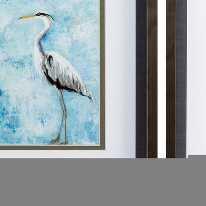 10" X 12" Brushed Silver Frame Hazy Morning Heron (Set Of 2)