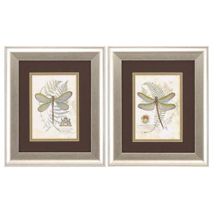 11" X 13" Brushed Silver Frame Dragonfly (Set Of 2)