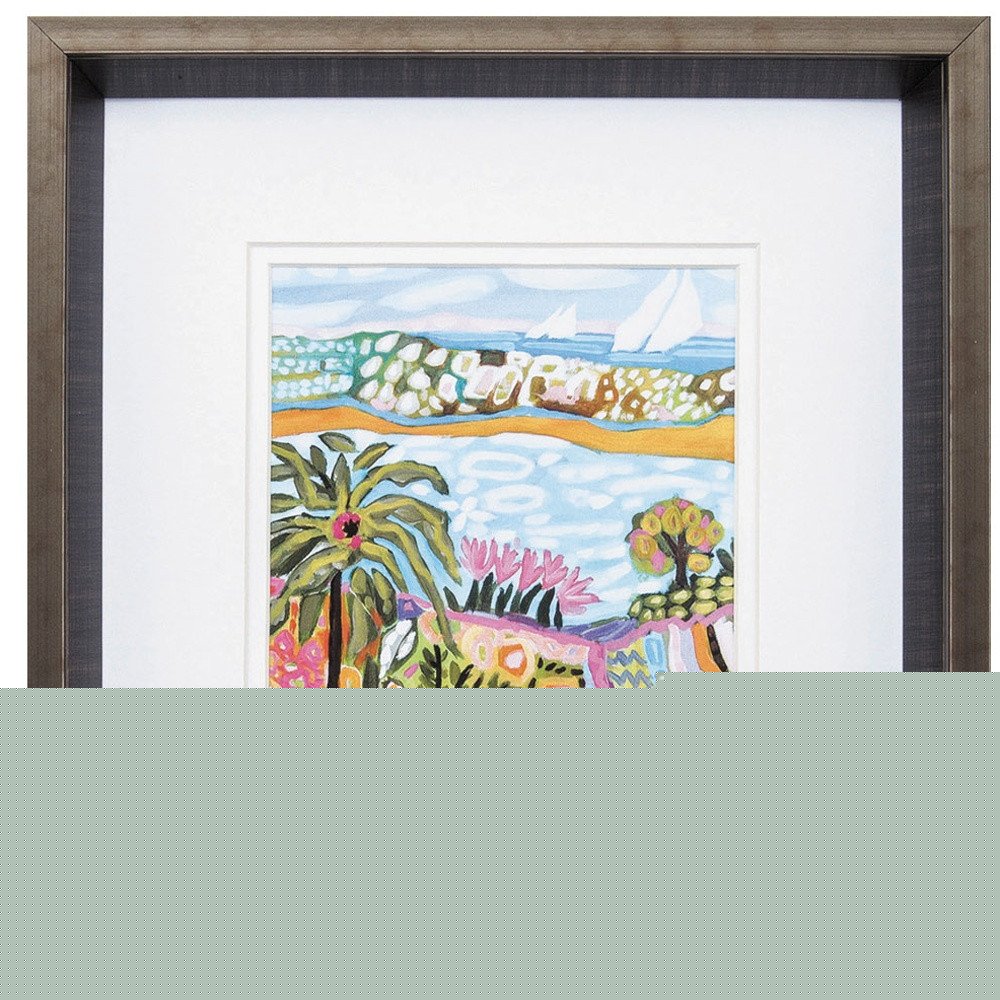 12" X 12" Brushed Silver Frame Palm Tree Set Of 2