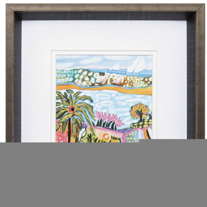 12" X 12" Brushed Silver Frame Palm Tree Set Of 2