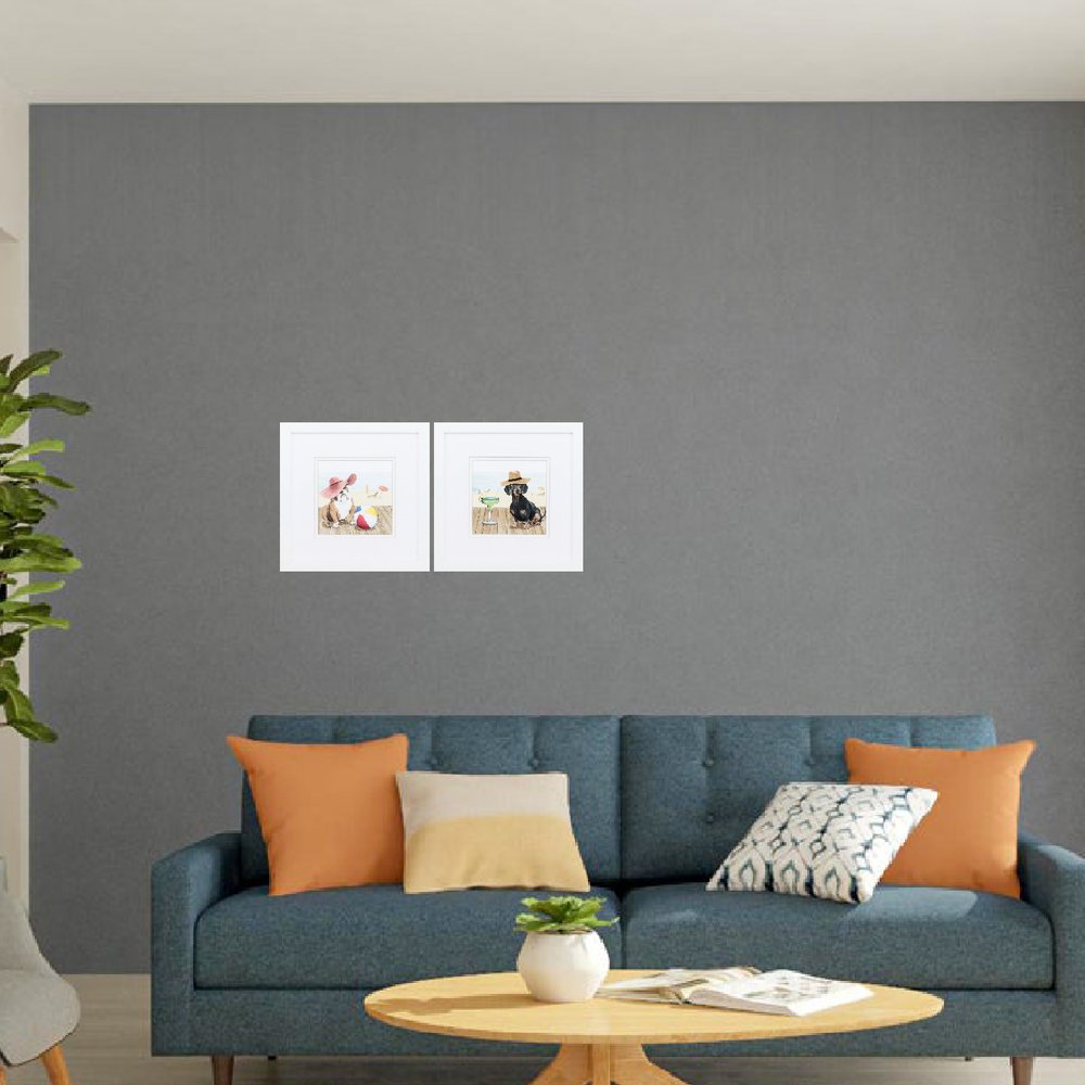 11" X 11" Matte White Frame Lets Go Boardwalk (Set Of 2)