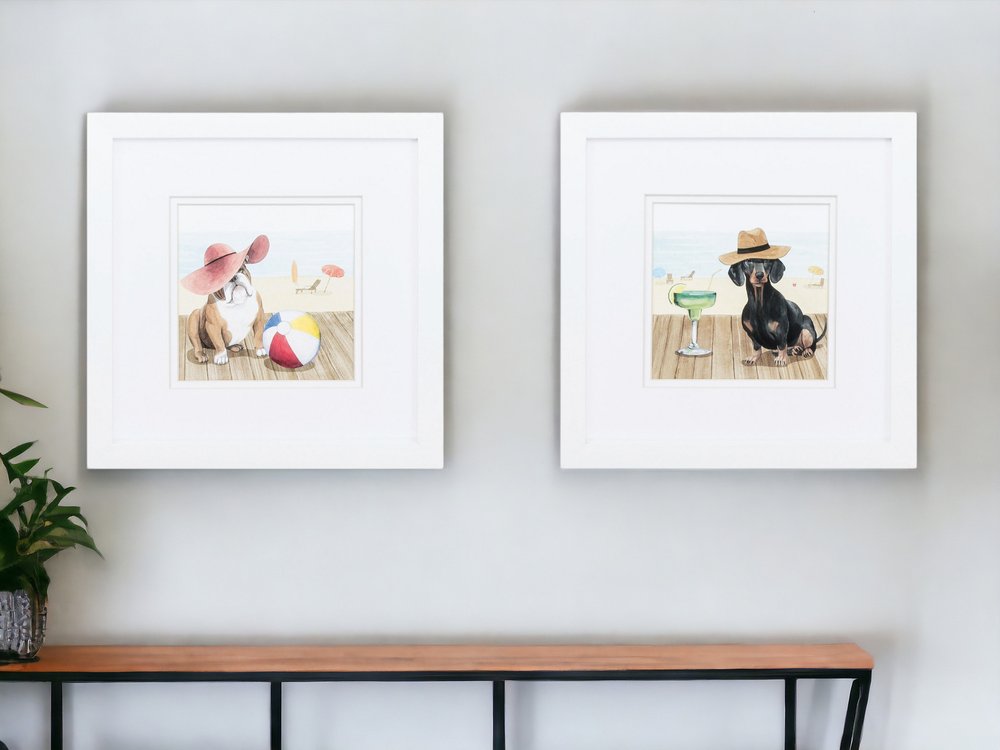 11" X 11" Matte White Frame Lets Go Boardwalk (Set Of 2)