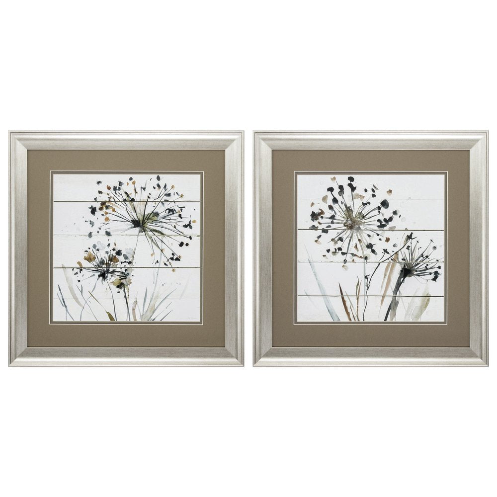 19" X 19" Brushed Silver Frame Natures Lace (Set Of 2)