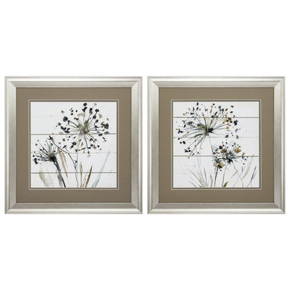19" X 19" Brushed Silver Frame Natures Lace (Set Of 2)