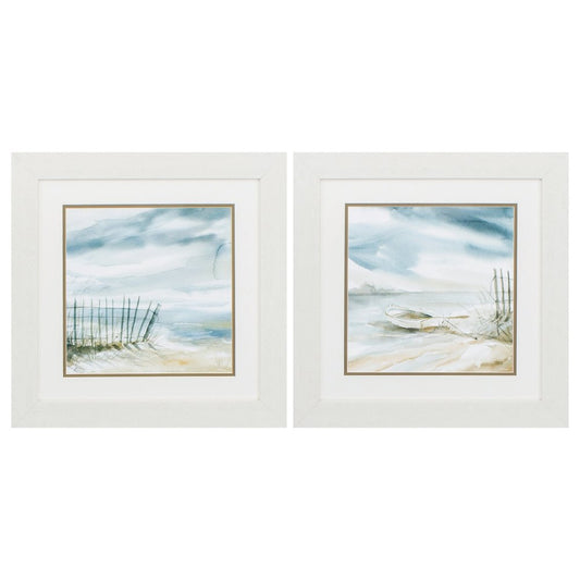 19" X 19" White Frame Subtle Mist (Set Of 2)