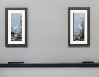 Set of Two Island Egret Brown Framed Art