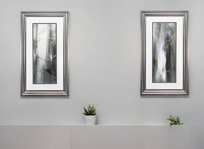 Set of Two Modern Abstract Gunmetal Framed Art