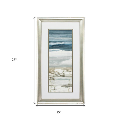 Set of Two 27" X 15" Ocean Print Silver Framed Art Wall Decor
