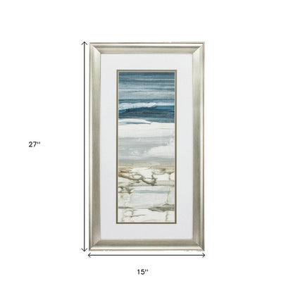 Set of Two 27" X 15" Ocean Print Silver Framed Art Wall Decor