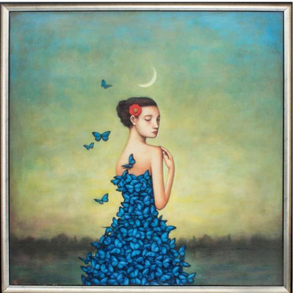 25" X 25" Silver Frame Metamorphosis In Blue