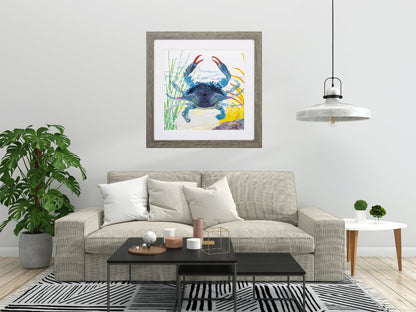 23" X 23" Woodtoned Frame Sea Creature Crab