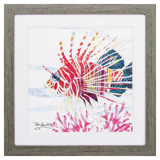 23" X 23" Woodtoned Frame Sea Creature Fish