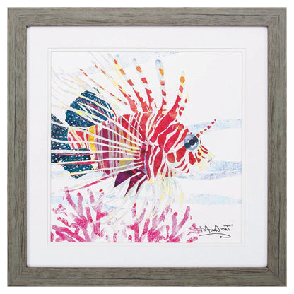 23" X 23" Woodtoned Frame Sea Creature Fish