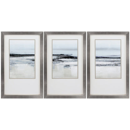 21" X 34" Silver Frame Landform I (Set Of 3)