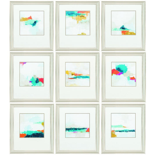 Set of Nine Champagne Polystyrene Framed Art