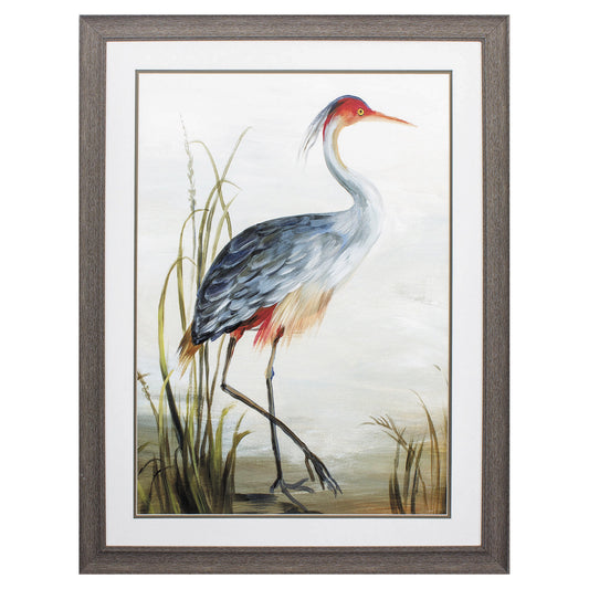 36" X 27" Heron Brown Wood Tone Framed Wall Art