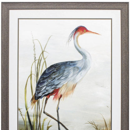 36" X 27" Heron Brown Wood Tone Framed Wall Art